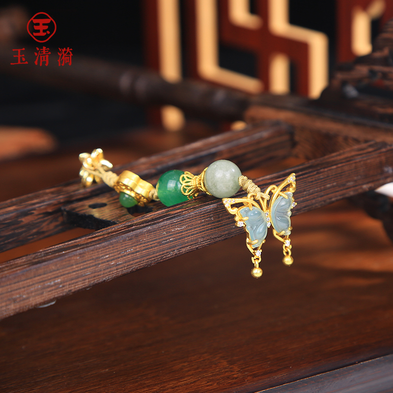 【绿蝴蝶压襟】新中式国风旗袍汉服原创手工DIY压襟