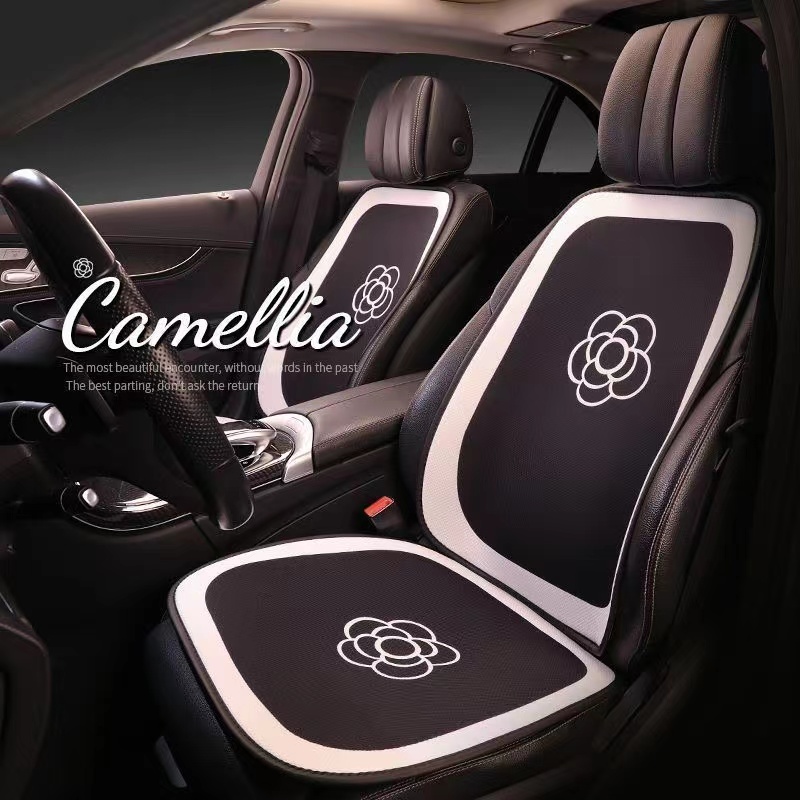 清新千鸟格山茶花汽车坐垫四季通用半包可爱女车内夏季冰丝座椅套