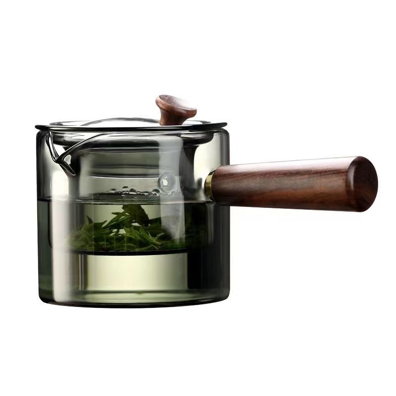 耐高温玻璃泡茶壶防烫木把煮茶壶茶杯公道杯过滤耐热功夫茶具套装