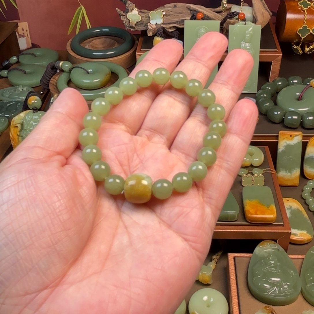 岫岩河磨玉（透闪石质玉）手串未镶嵌