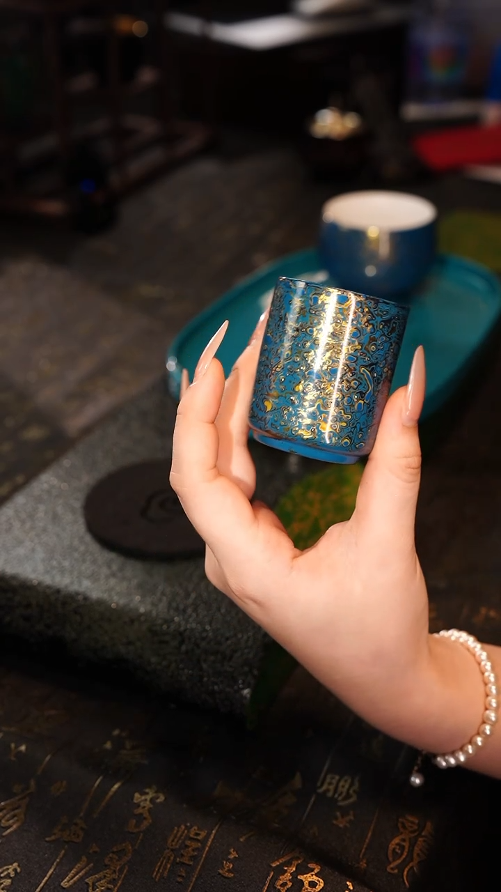 【闪购商品】非遗漆器蓝金直口杯