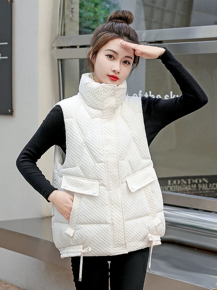 泡泡棉立领宽松棉马夹保暖时尚洋气