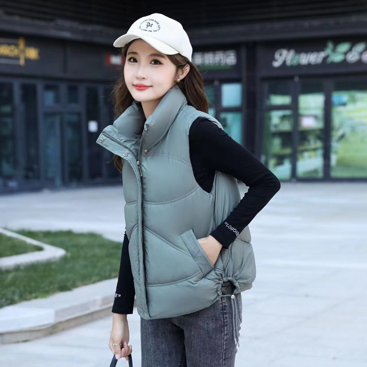 免洗棉马甲不规则短款女马夹