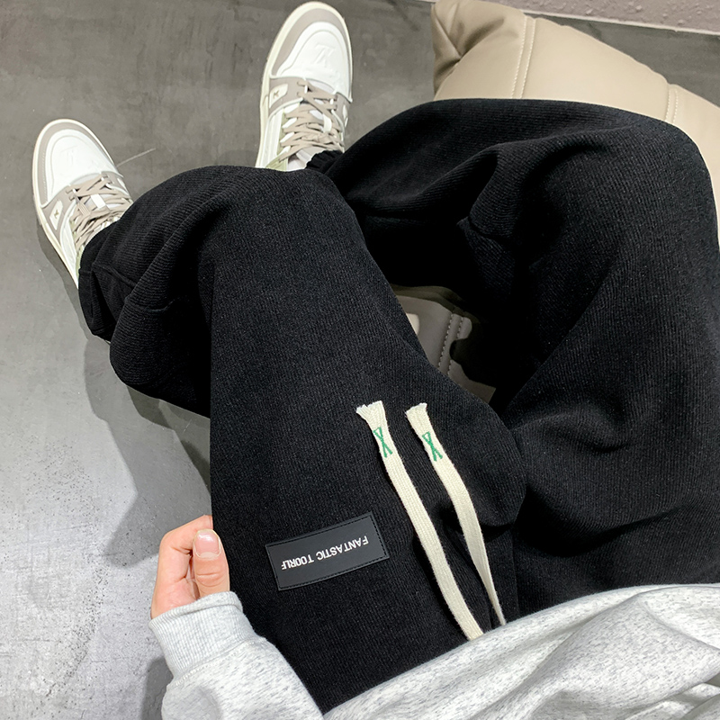 灯芯绒裤子男春秋潮牌垂感宽松束脚裤2025新款复古男裤休闲运动裤