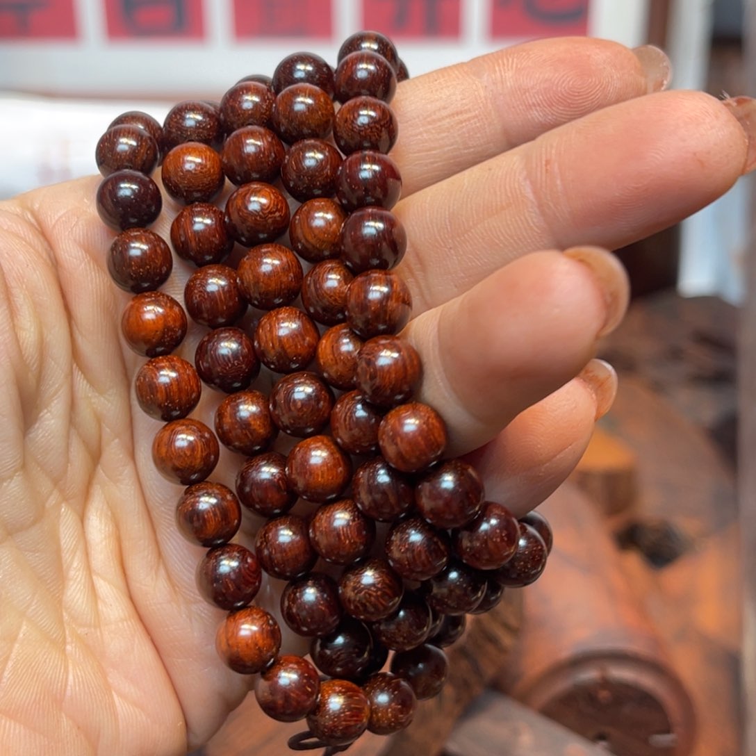 正宗印度木料小叶紫檀手串原滋原味0.8*108及1.0等（多规格发一）