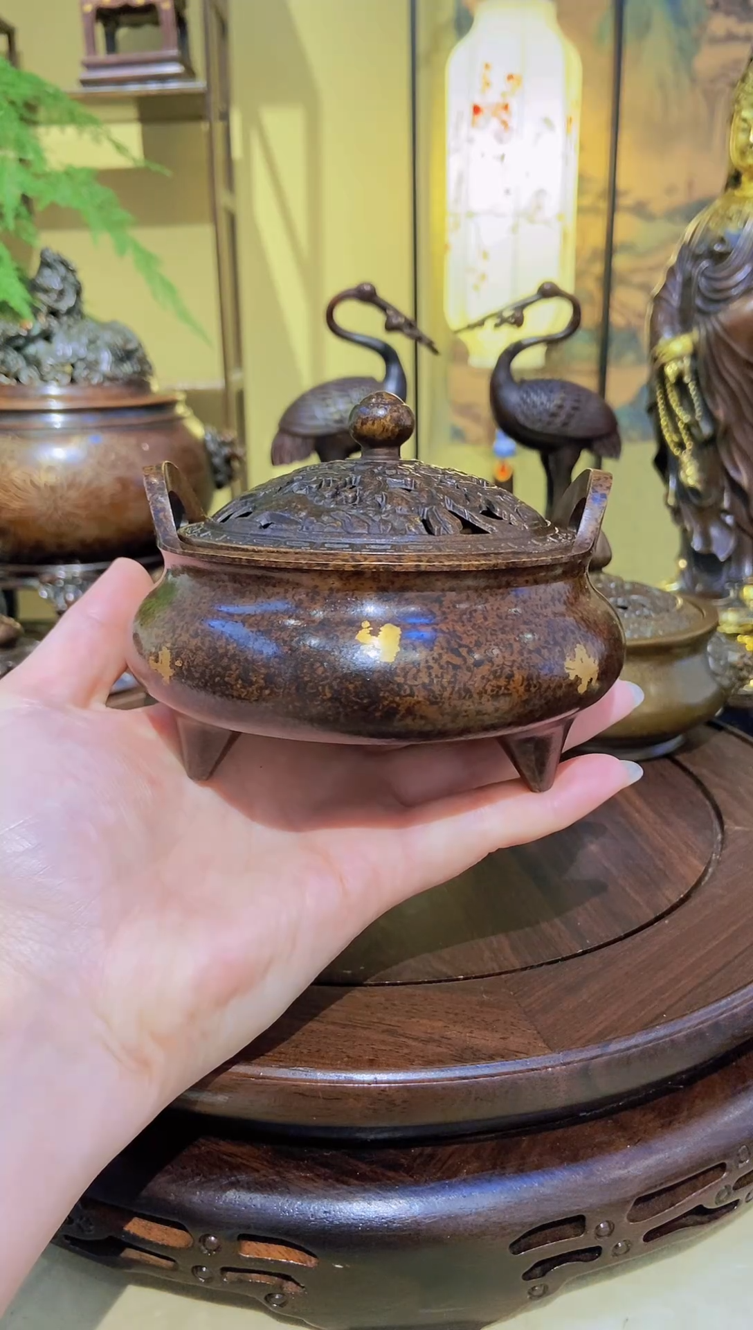 【闪购商品】苏工黄铜点金桥耳熏香炉