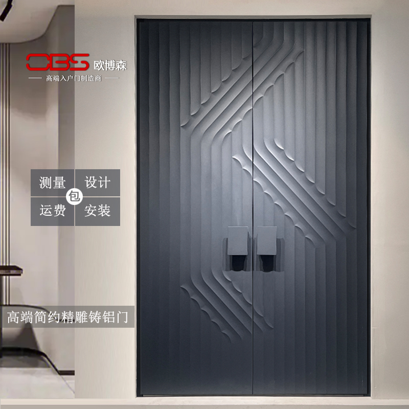 轻奢别墅入户门定制精雕铸铝大门一门一景防爆装甲门防盗门安装