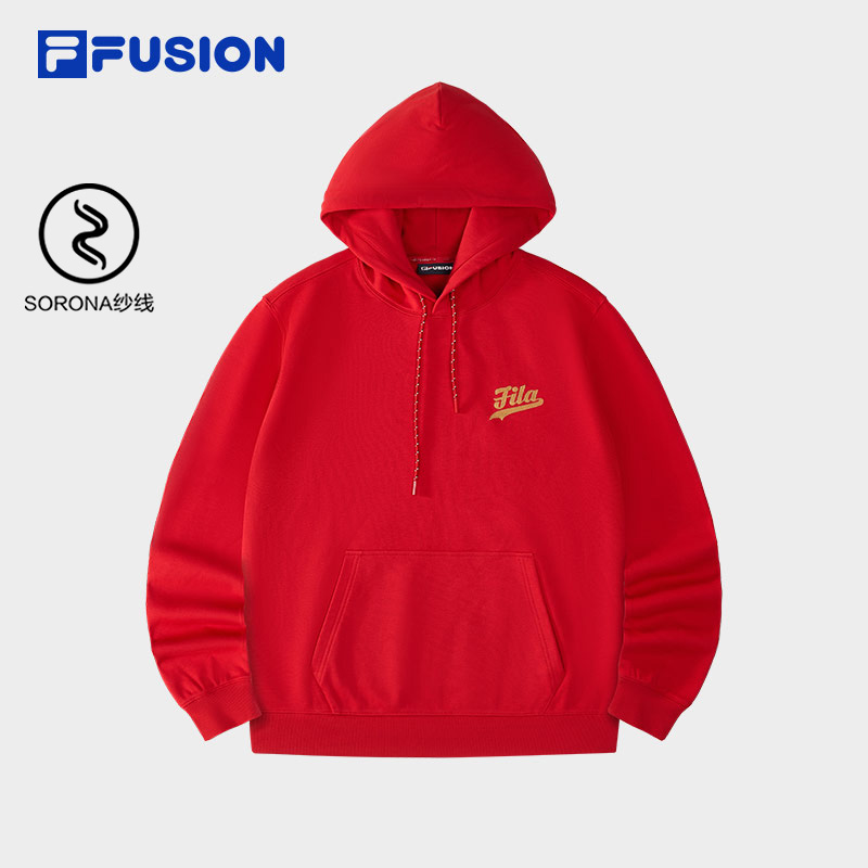 Fila/斐乐【新年款】2025年新款连帽卫衣红色运动长袖T11M512203