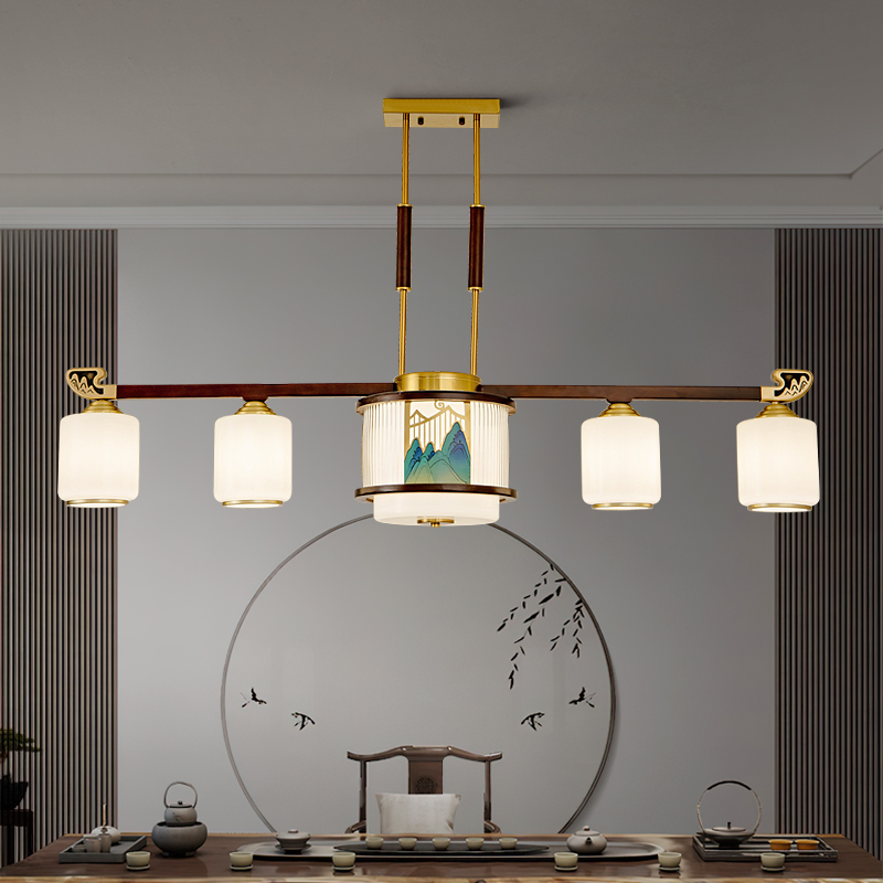 全铜新中式吊灯复式卧室餐厅灯吸顶灯现代别墅家用禅意大气中山灯