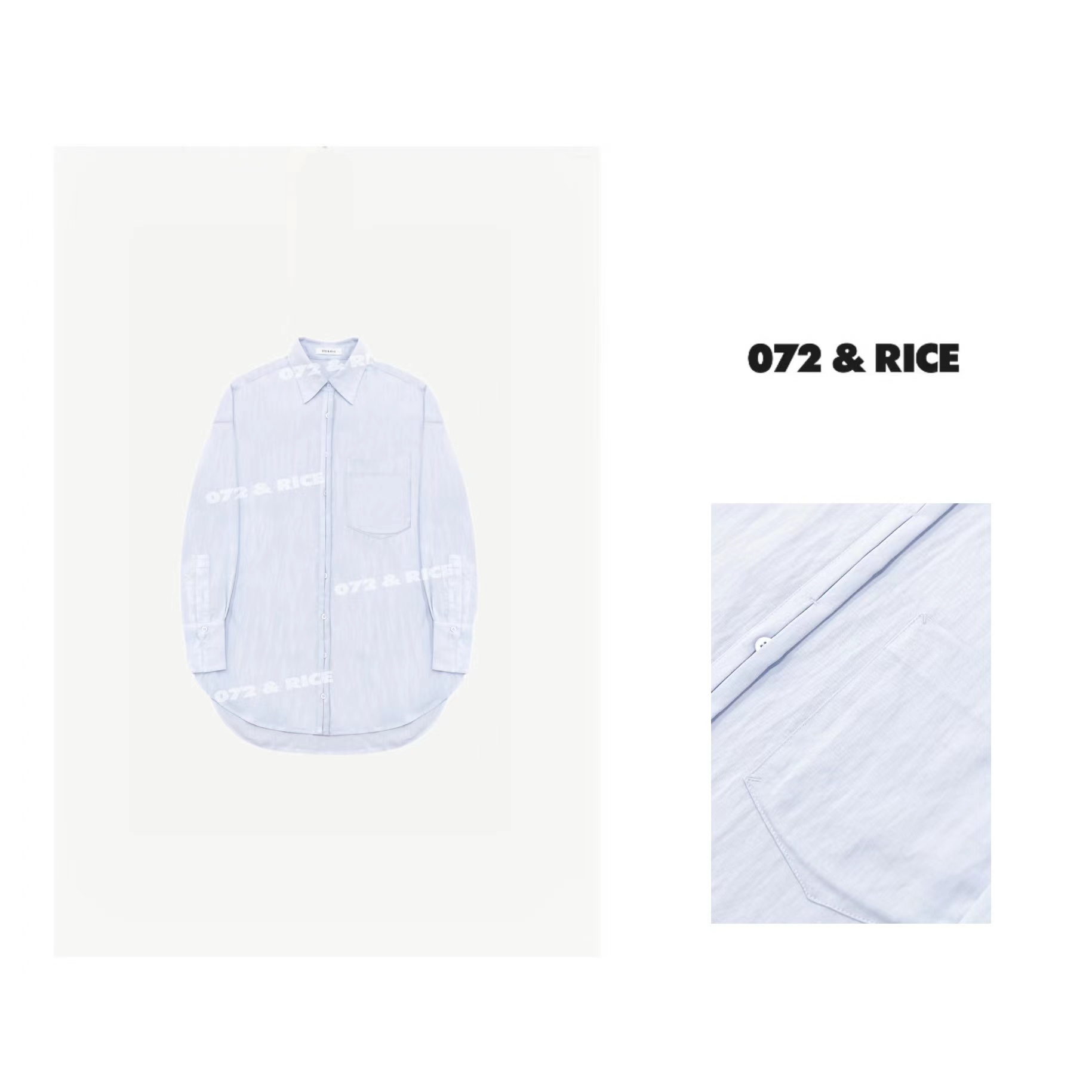 072 & RICE【天空】亚麻+莱赛尔 春季翻领口袋长袖衬衫 24W046Z* FF