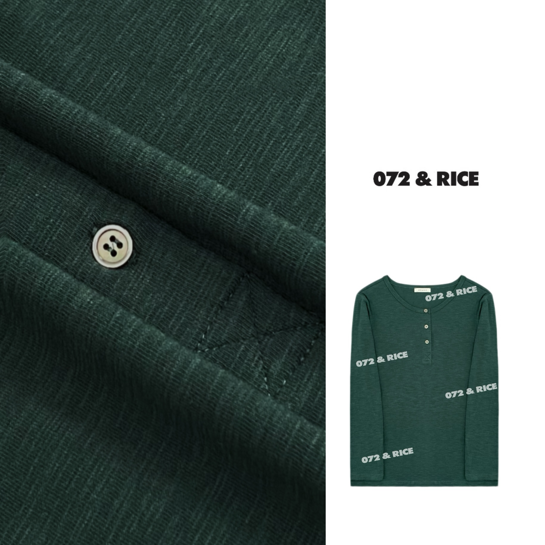 072 & RICE【绿玉君】春季休闲圆领三粒扣长袖上衣 31S026Z*