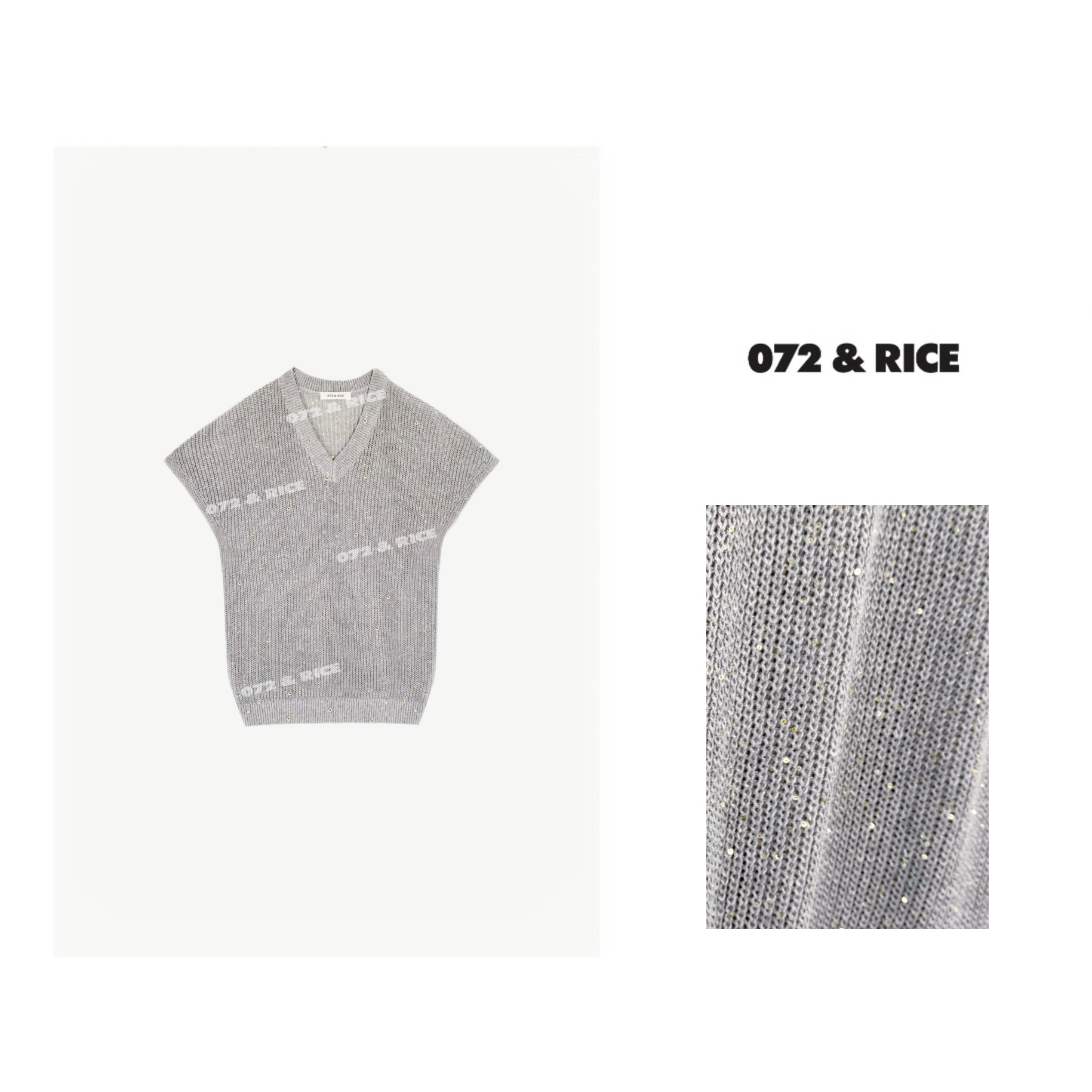 072 & RICE【海鸥灰】亚麻+莱赛尔 夏季休闲短袖针织衫 24LE023