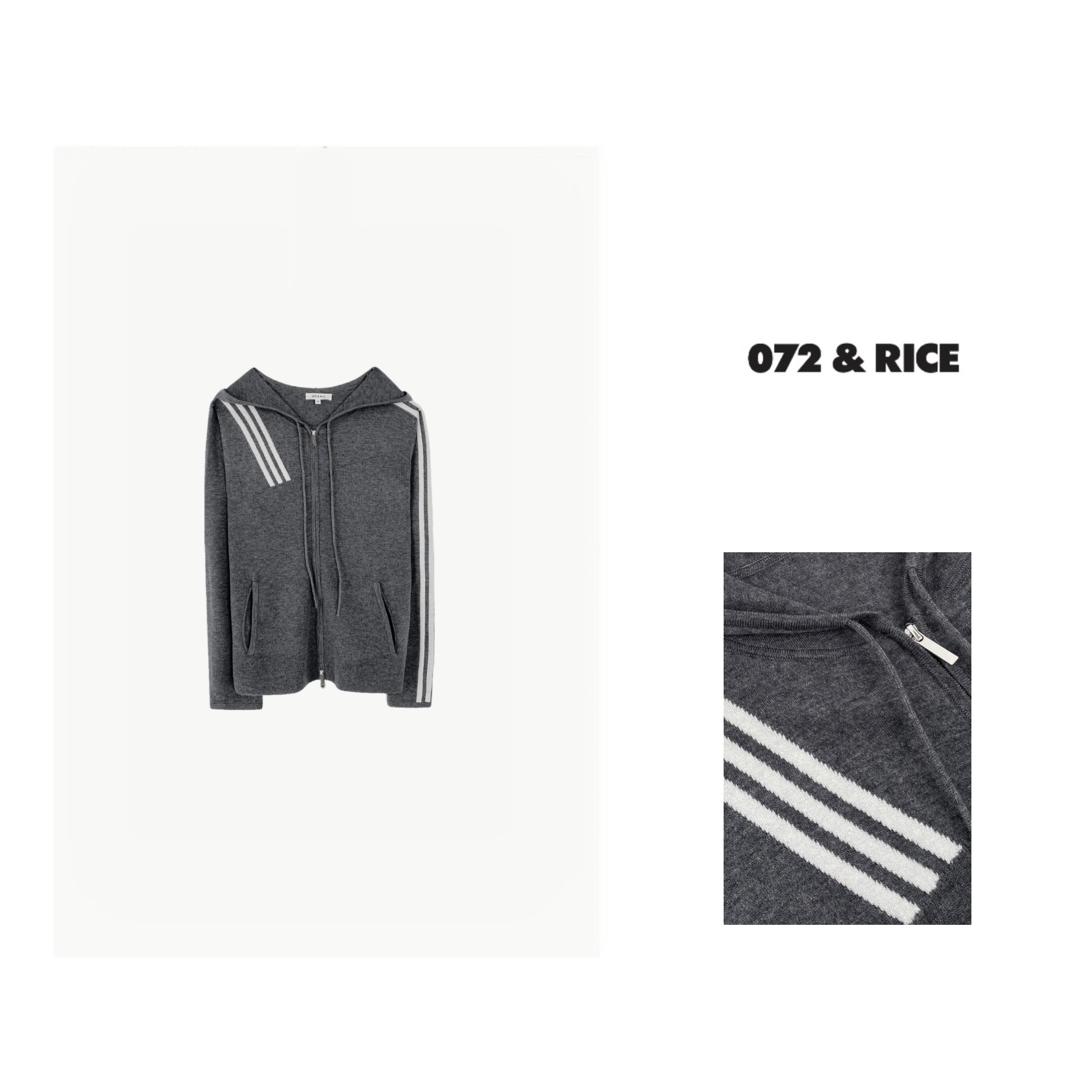 072 & RICE【甜心教主】休闲连帽抽绳拉链长袖针织外套 LE199 FF