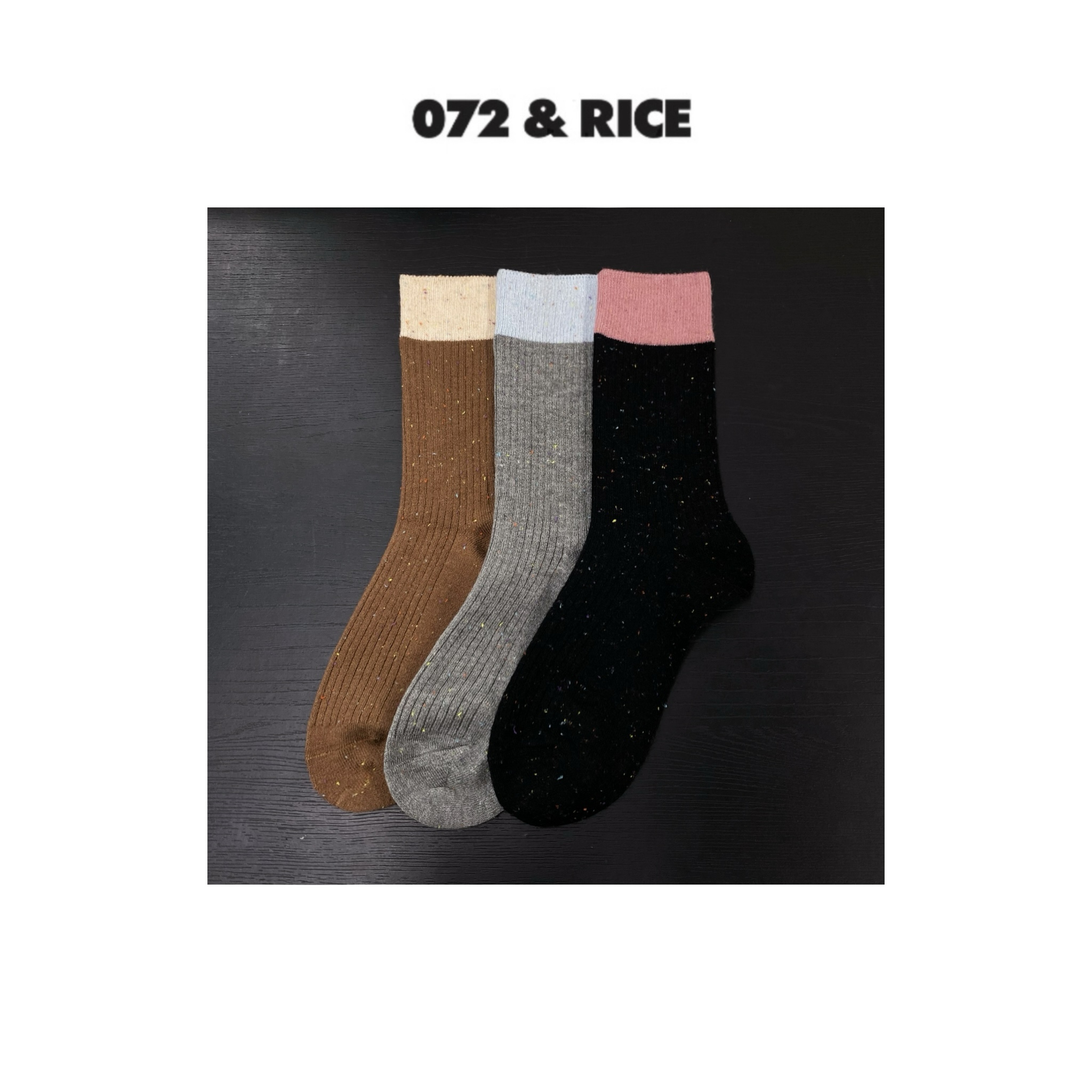 【Q】072 & RICE【彩点撞色袜】休闲百搭透气中筒袜 FD0120