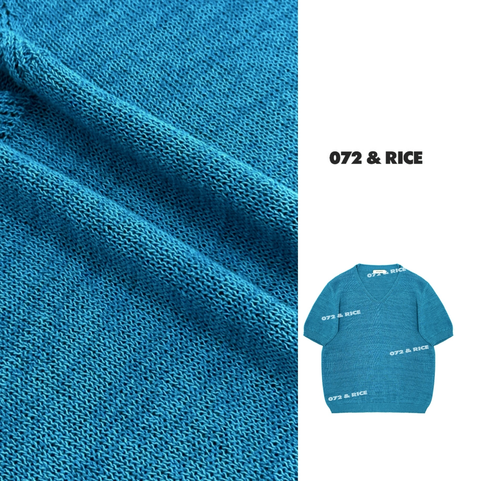 072 & RICE【海澜之谜】亚麻+棉 春季休闲V领针织衫 24SJ43