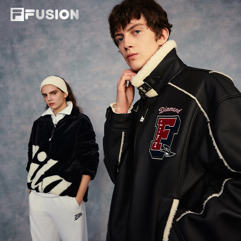 FILA/斐乐外套斐乐男子皮衣外套23秋冬百搭运动外套T11M342702