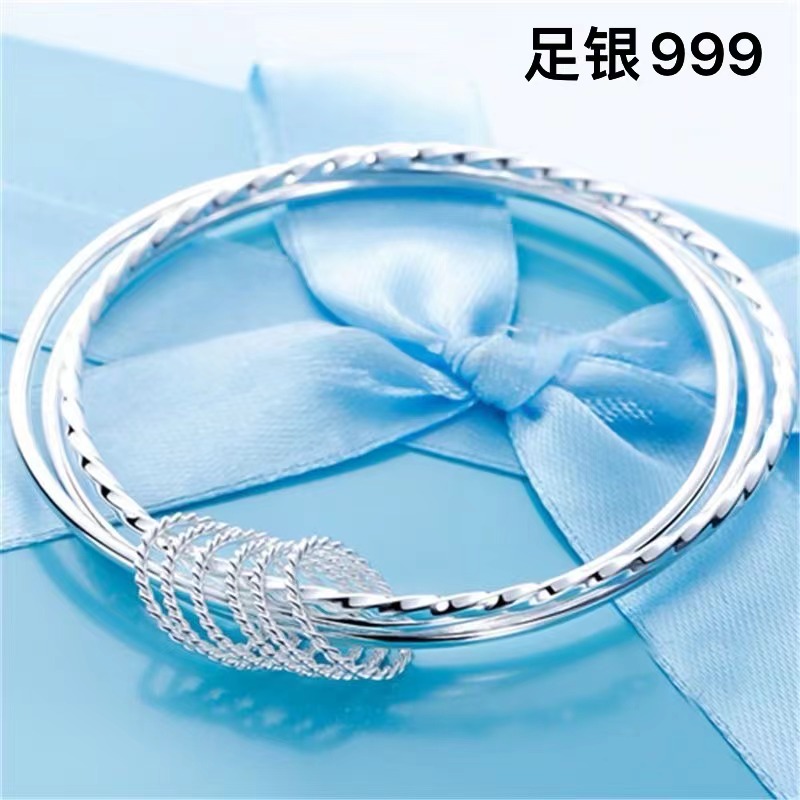足银银制品 【新人福利】999足银三生三世实心古法传承满天星手镯