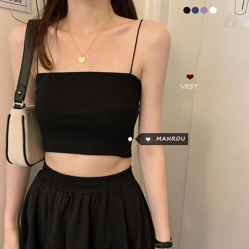 0636#短款夏季外穿修身百搭韩版性感吊带无钢圈防走光美背