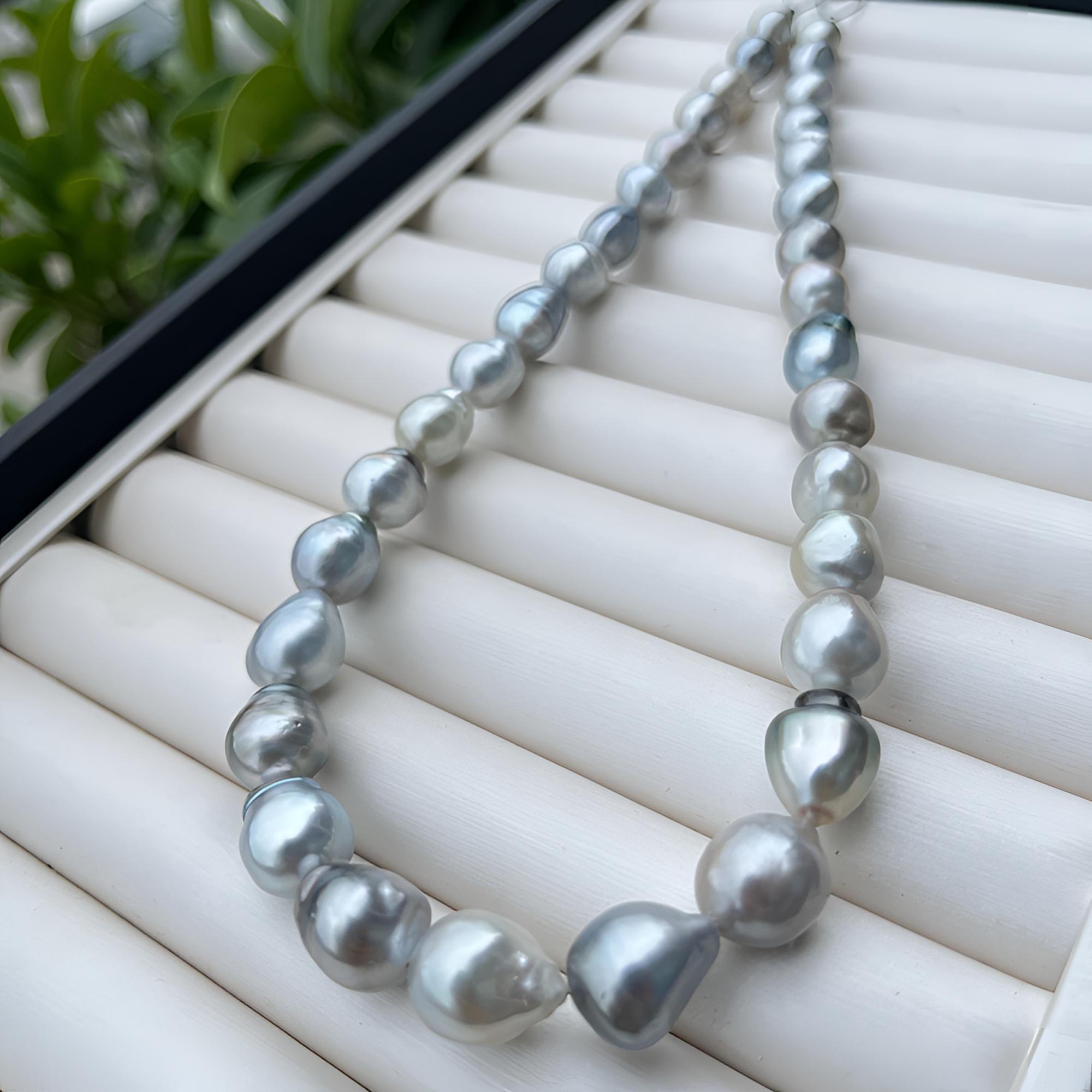 天然海水珍珠铂金灰项链大点位巴洛克渐变【直播间选珠 多样性发一