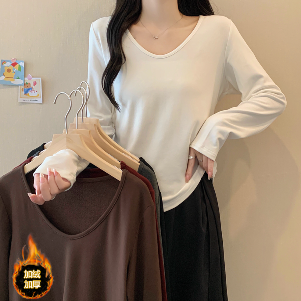 2024大码女装秋冬新款辣妹长袖加厚保暖打底衫上衣