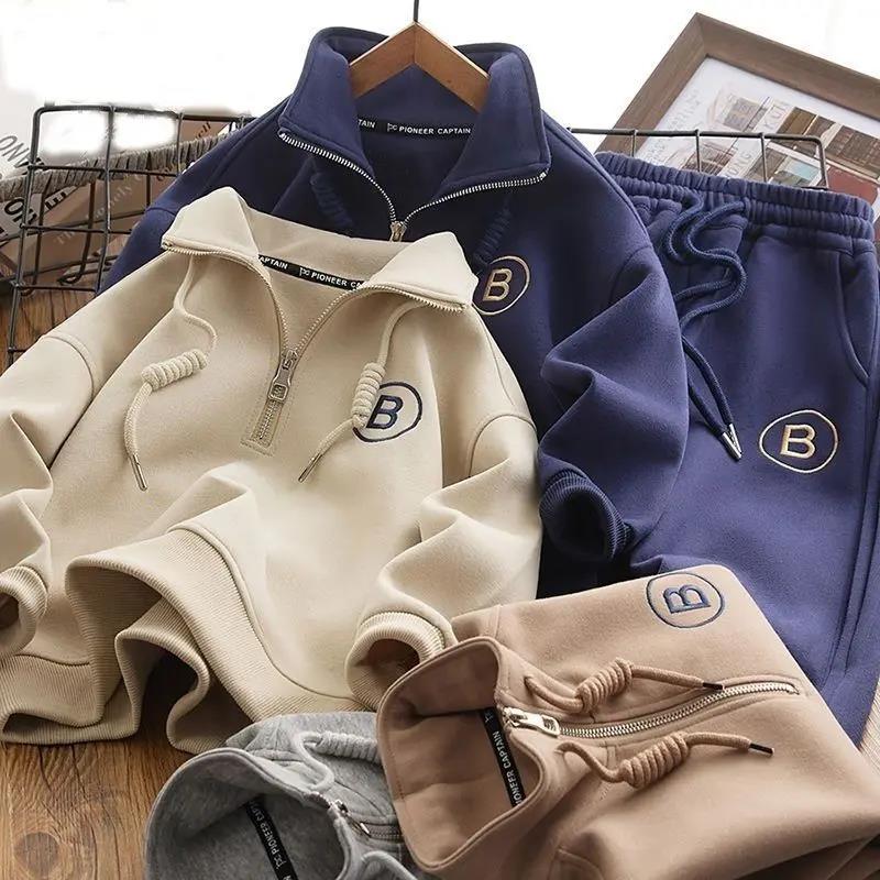 芊芊趣男童秋装运动套装新款中小童洋气卫衣儿童POLO衫秋天裤新款