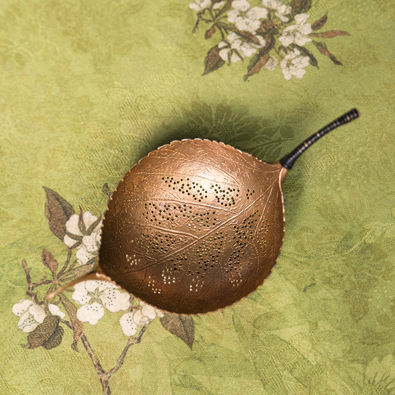 手工铜茶漏树叶茶滤七君子滤茶喝茶茶道零配精致古风