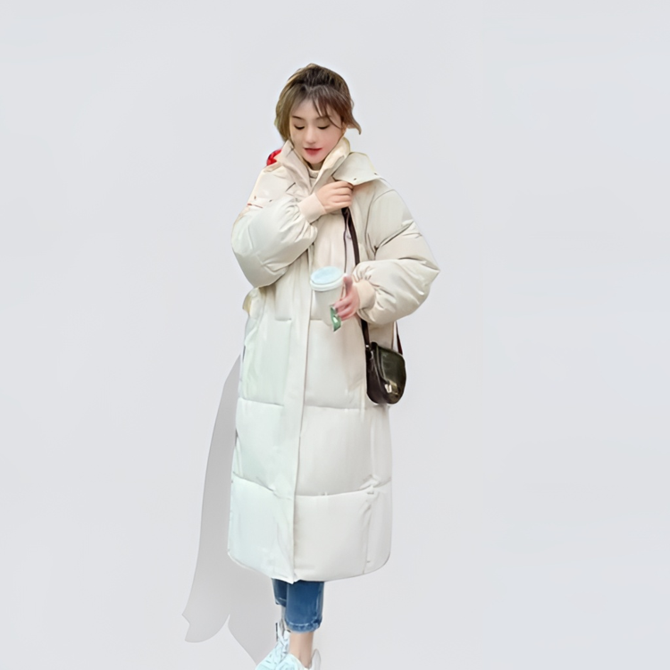 波司澄冬季防寒抗冻连帽羽绒服女设计感中长款过膝面包服爆款时尚