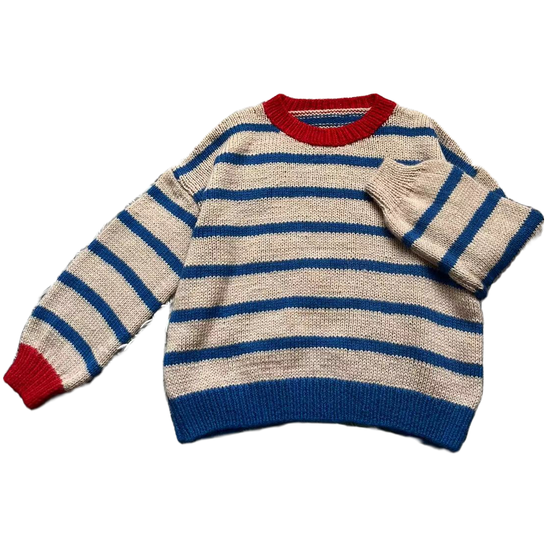 弈彩编织——条纹套头衫毛衣线材羊毛蕾丝线手编线（是线材）