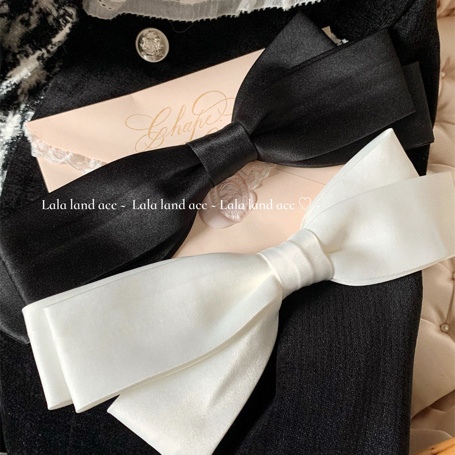 不可或缺 龙心同款缎面大蝴蝶结发夹气质发夹网红白色可爱头饰夹~