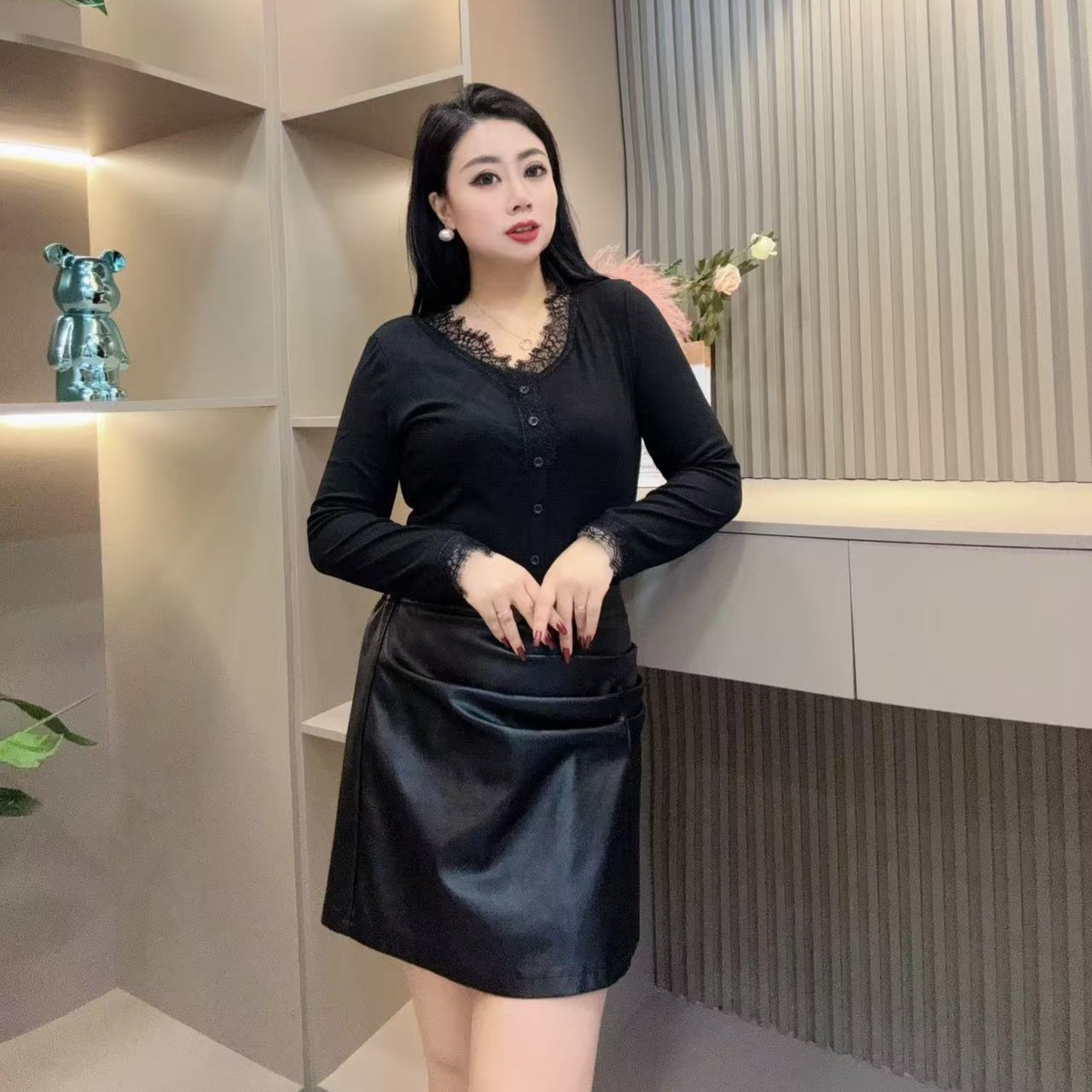 冬季洋气小衫-甜 3512时尚潮流蕾丝边舒适显瘦款胖MM大码女装新款