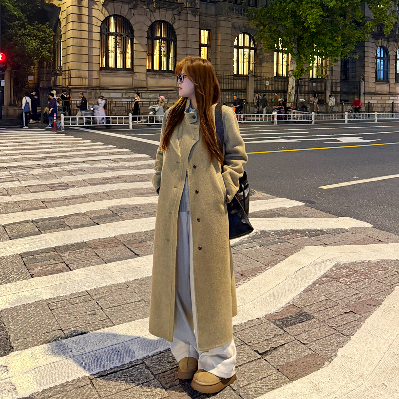 维维&南岛风大码女装春秋长款双面呢大衣女胖mm显瘦外套ZYY1232
