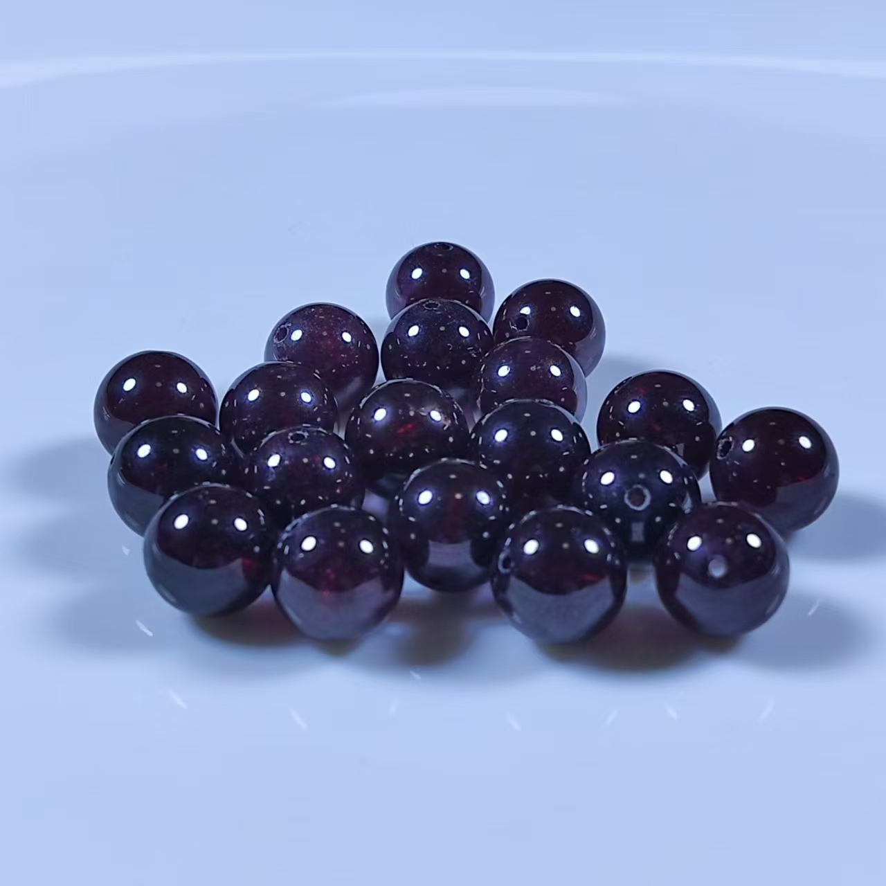 天然酒红色石榴石 散珠 单珠 圆珠 DIY手串串珠