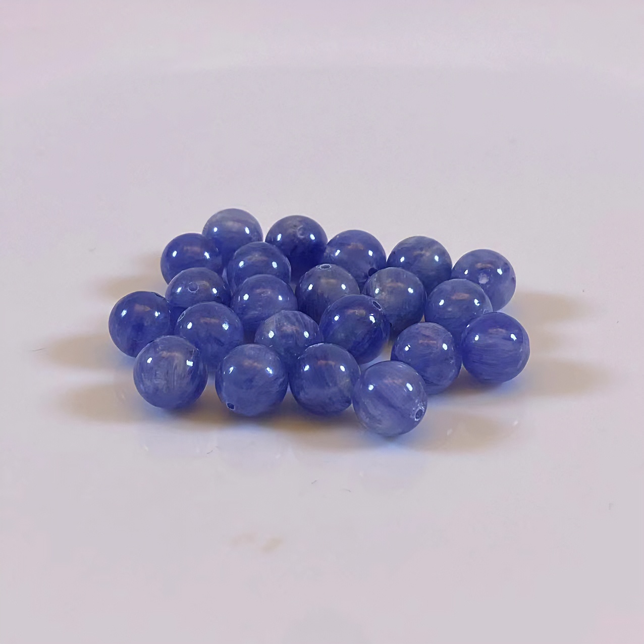 天然蓝晶石散珠单珠圆珠  DIY手串串珠配饰玉化