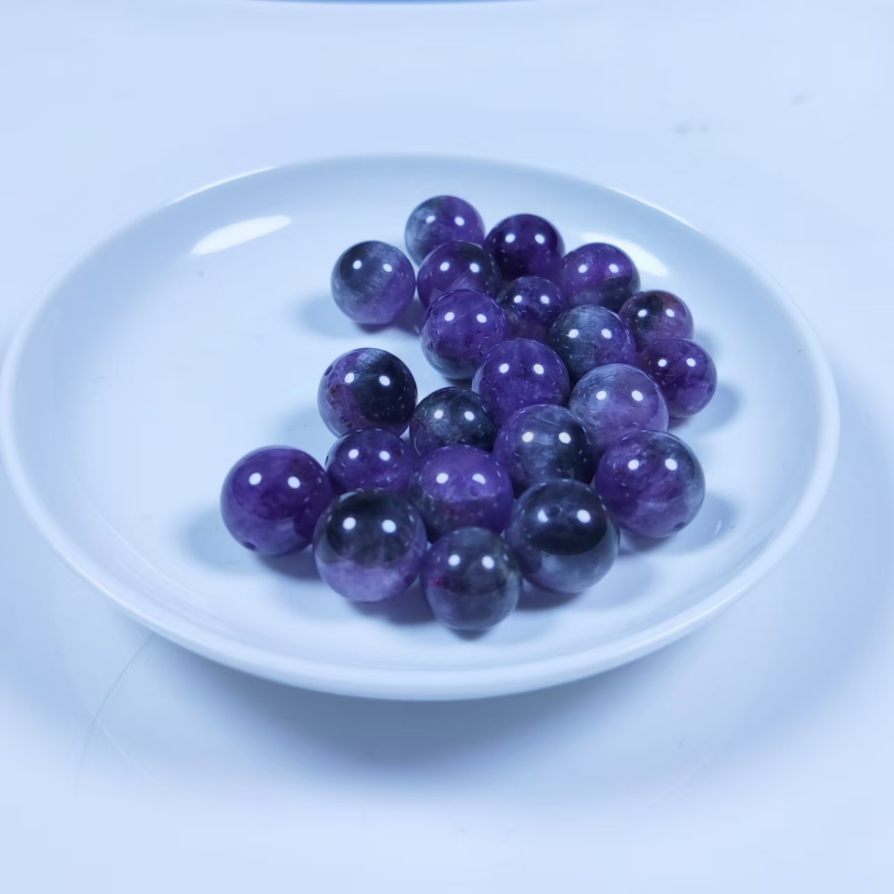 天然紫极光（天眼）水晶 散珠 单珠 圆珠 DIY多宝手串串珠水晶单珠 