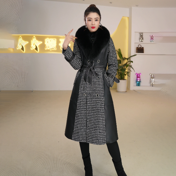 SHIMEISHAER/诗美莎尔 轻奢网红气质女士千鸟格显瘦加厚外套WT113