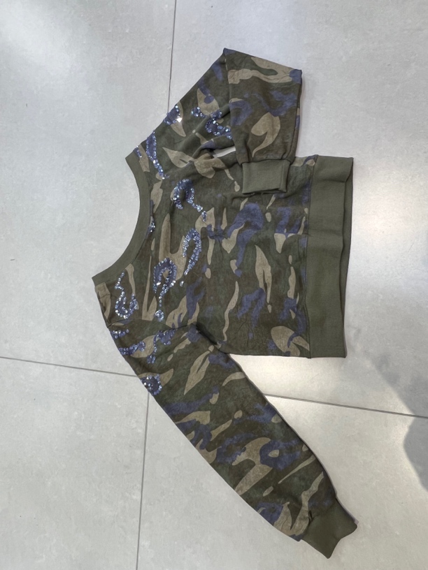 姿色时尚女装迷彩斜肩休闲卫衣