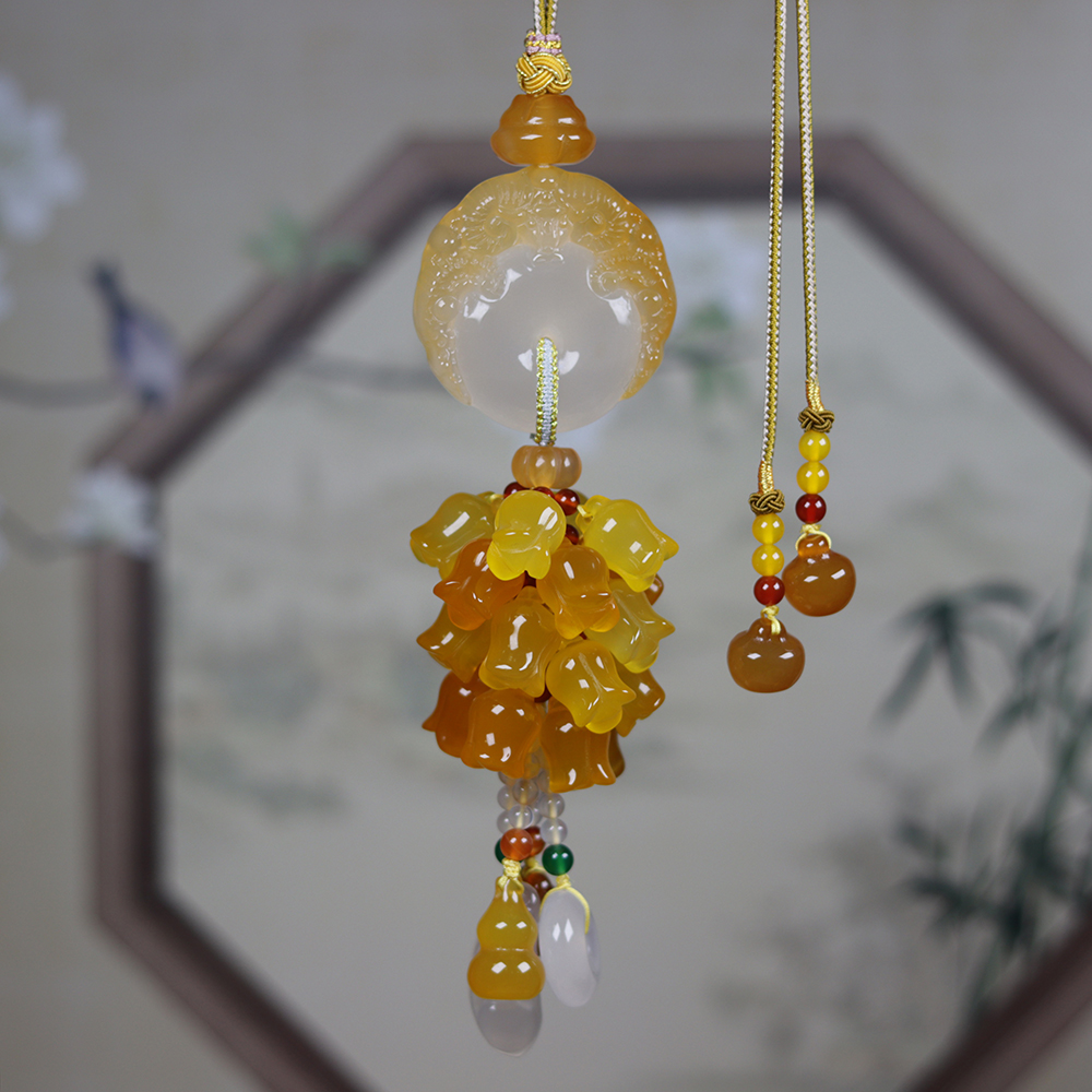 新品汽车挂件车载挂饰女士双11高级感后视镜吊饰三羊开泰高档车内