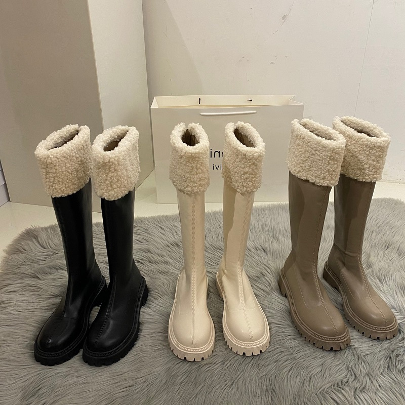 王炸出场~长筒靴女雪地靴不过膝厚底长靴粗跟加绒高筒骑士靴