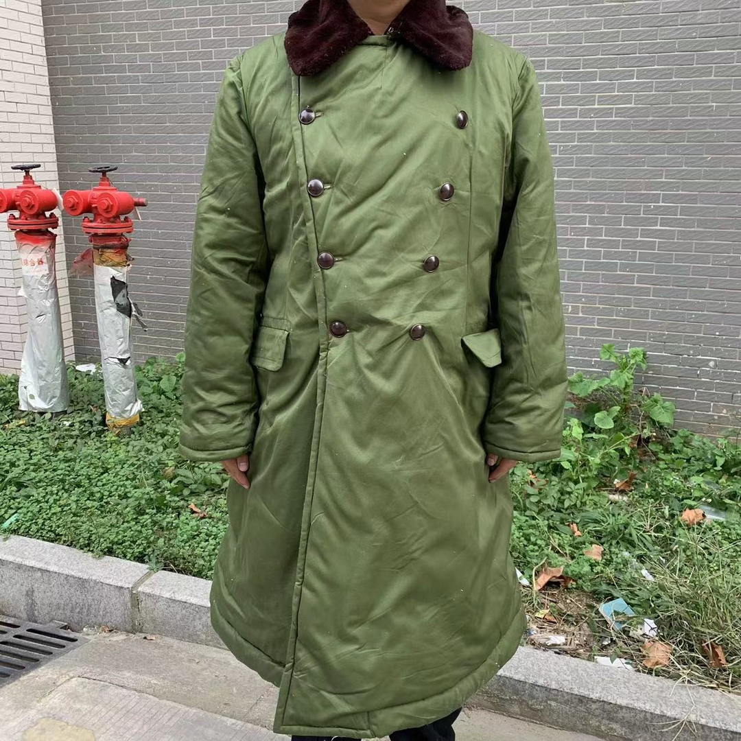 绿色皮大衣毛中长款领立领保暖冬季皮毛一体户外防寒加厚