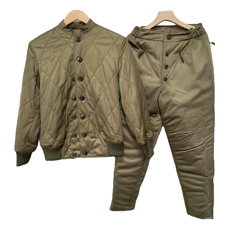 *男女棉衣棉裤 微细丙纶防寒保暖套装加厚棉服土黄立领棉服冬季