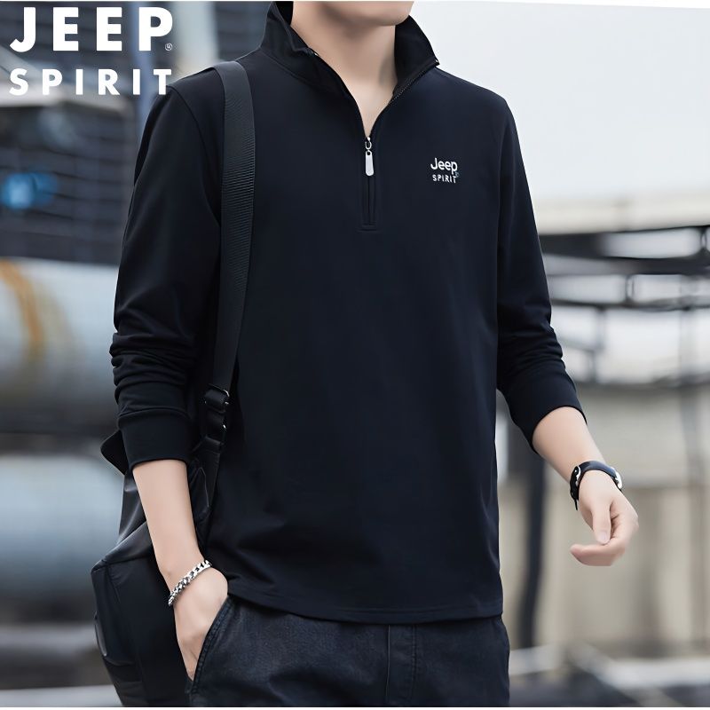JEEP SPIRIT卫衣新款外套男半拉链长袖T恤男士休闲上衣服百搭男款