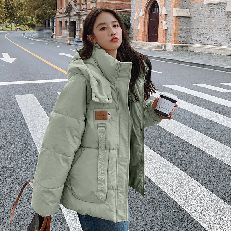 时尚棉服女冬季2023新款工装宽松加厚外套时尚百搭连帽面包服棉袄