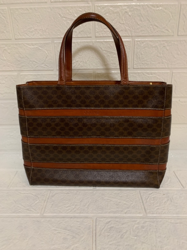95新 Celine/思琳 Celine老花手提托特包棕色复古时尚