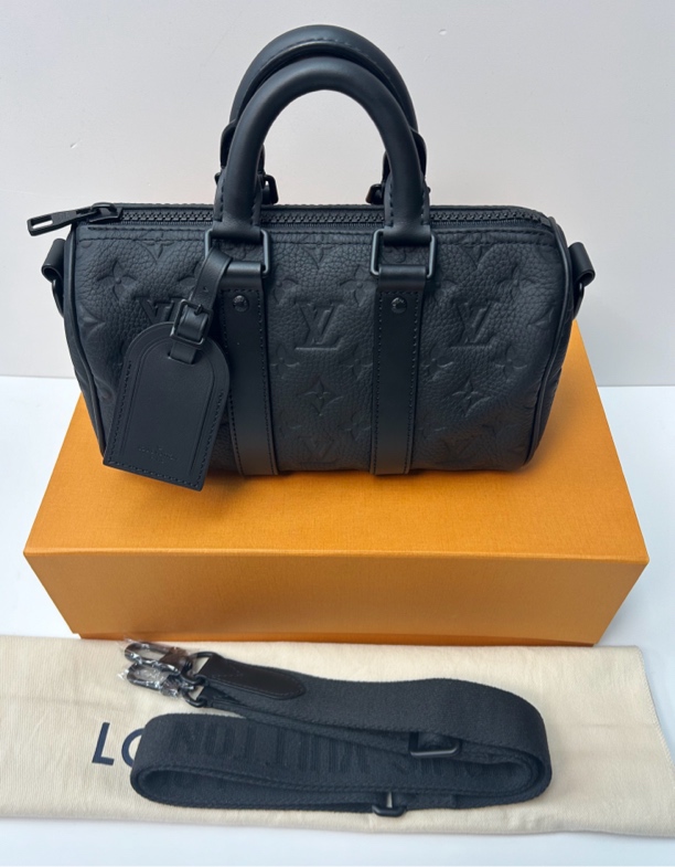 99新 LouisVuitton/路易威登 kp25压纹黑老花手提单肩斜挎包1960 