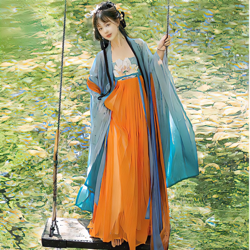 遥灵记古风汉服齐胸绿色夏季仙气唐制飞鱼服马面裙大袖国风诃子裙