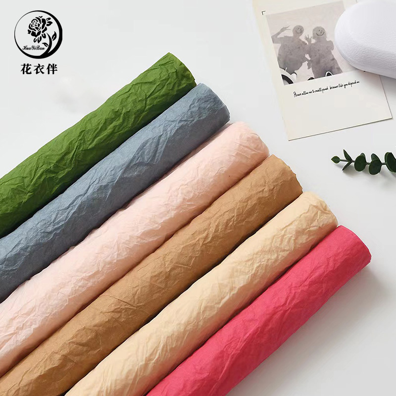 雪奈 蓬蓬手揉纸褶皱纸防水雾面原生纸花束包装DIY鲜花店花艺资材