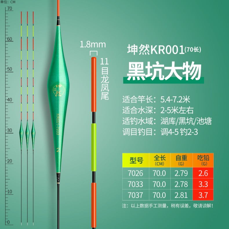 坤然黑坑青鱼珠珠超长行程截口三目间断加粗醒目纳米远投纳米浮漂