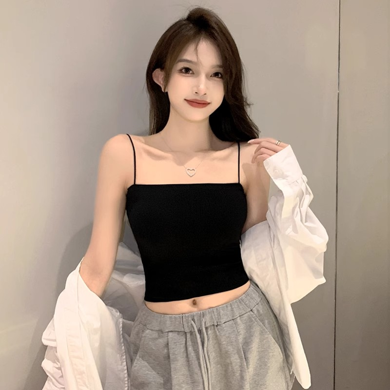 小吊带背心女内搭短款四季内搭美背性感露肩抹胸一字打底衫上衣潮