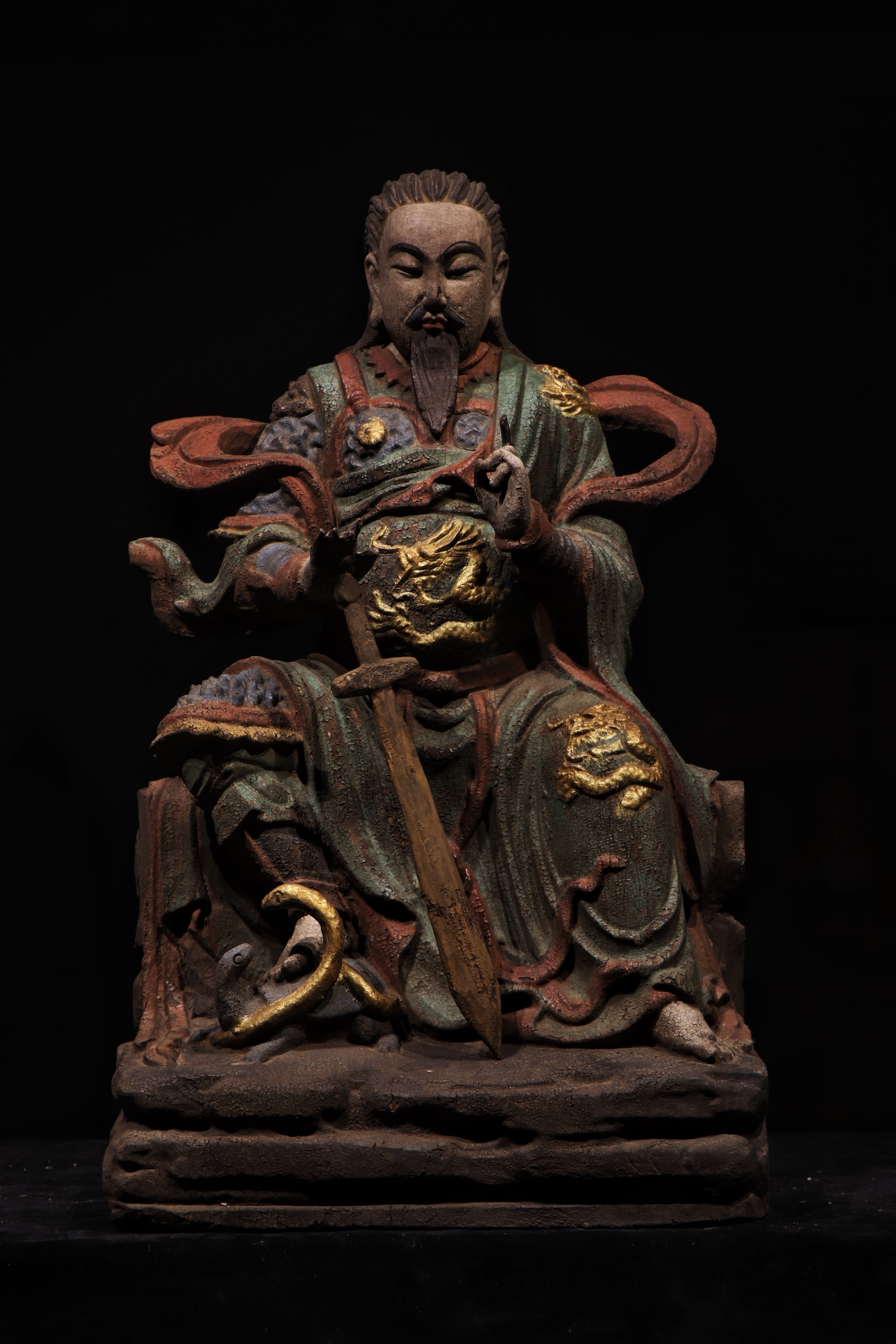 木雕彩绘 真武大帝 玄天上帝 高63cm（不包邮）