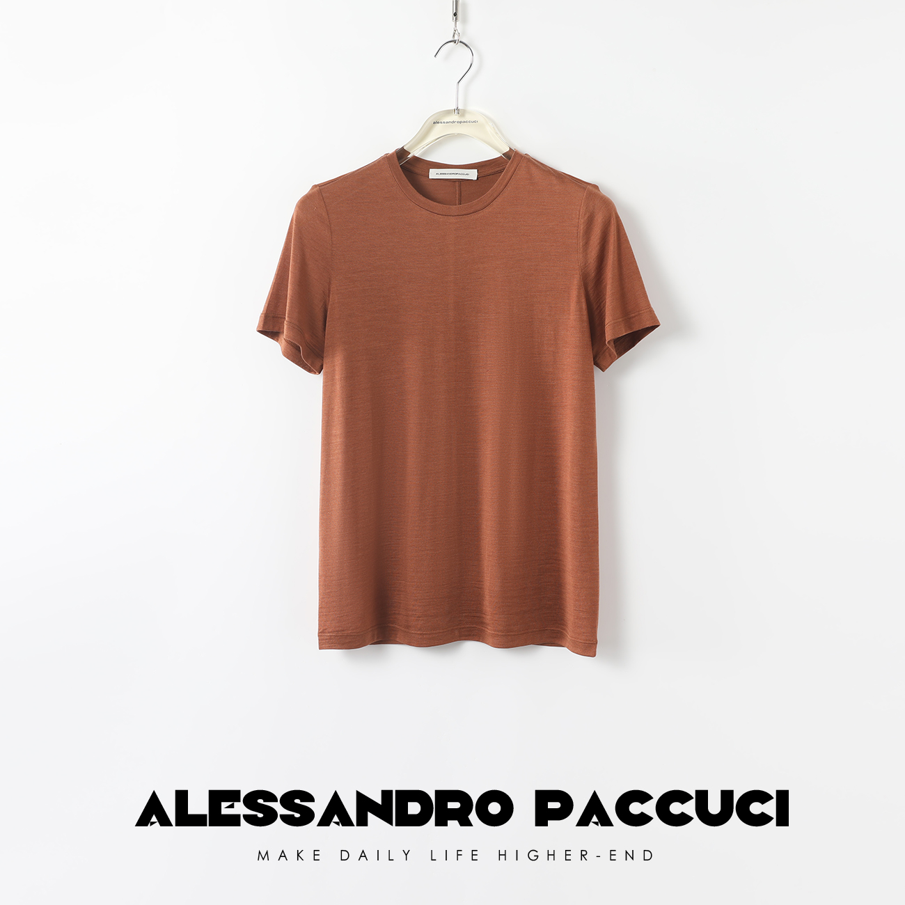 AP洛哥24310X高奢柔软桑蚕丝羊毛混纺 奢华经典百搭短袖圆领衫